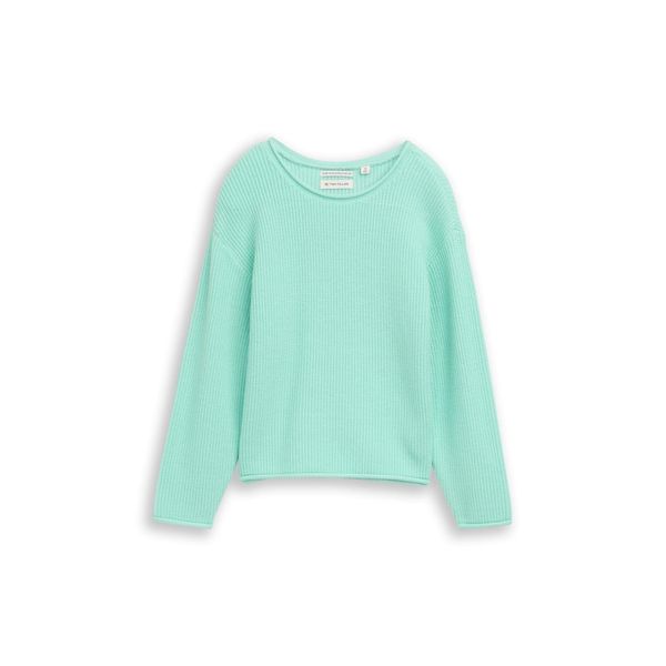 Tom Tailor MäDchen Cropped Strickpullover Mit Rundhalsausschnitt, GrüN, Uni, Gr. 92/98-image