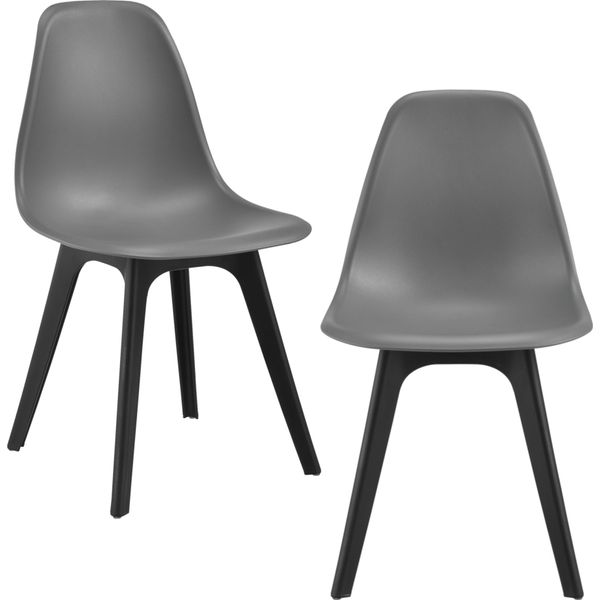 [2X Sedie Di Design Sedia Da Pranzo Grigia E Nera In Plastica In Stile Scandinavo-image