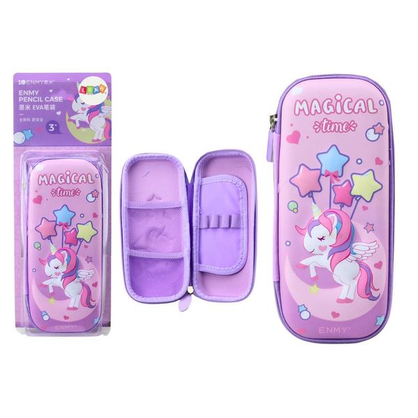 Astuccio Portamatite Viola Con Unicorno 3D Espandibile-image