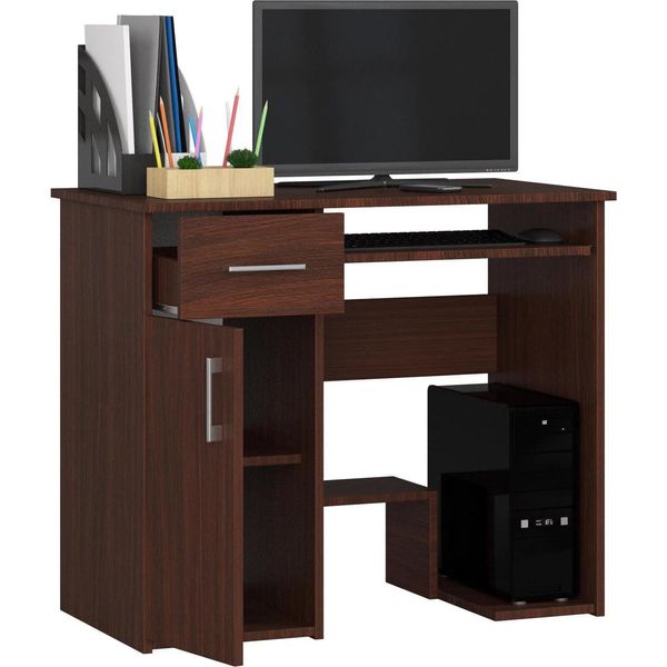 Scrivania 90 Cm Wenge Jay - Scrivania Elegante E Funzionale Con Cassetto E Ripiano Estraibile-image