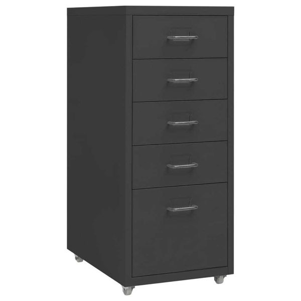 Vidaxl Armadio Per Archiviazione Con Rotelle Antracite 28X41X69 Cm Metallo-image