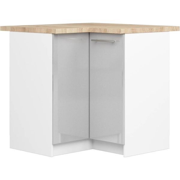 Armadio Angolare Oliwia S90/90 In Bianco Metallizzato Lucido 90X90 Cm Per Cucina-image