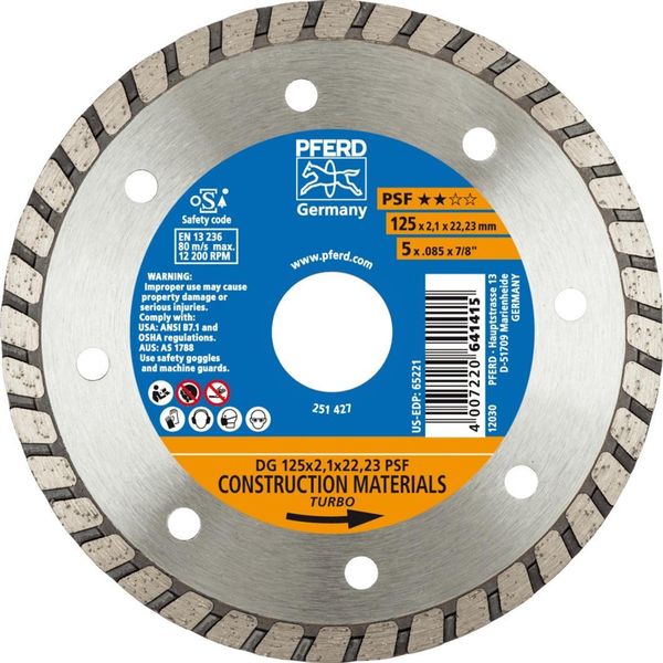 Disco Diamantato Dg Psf D.125Mm Bore.22,23Mm Seg.-H.7Mm Seg.-S.2,1Mm Pferd-image