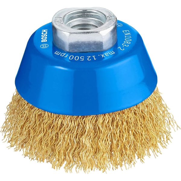 Bosch Spazzola A Tazza In Ottone Filo Ondulato 70 Mm 0,3 Mm 12500 Rpm M 14-image