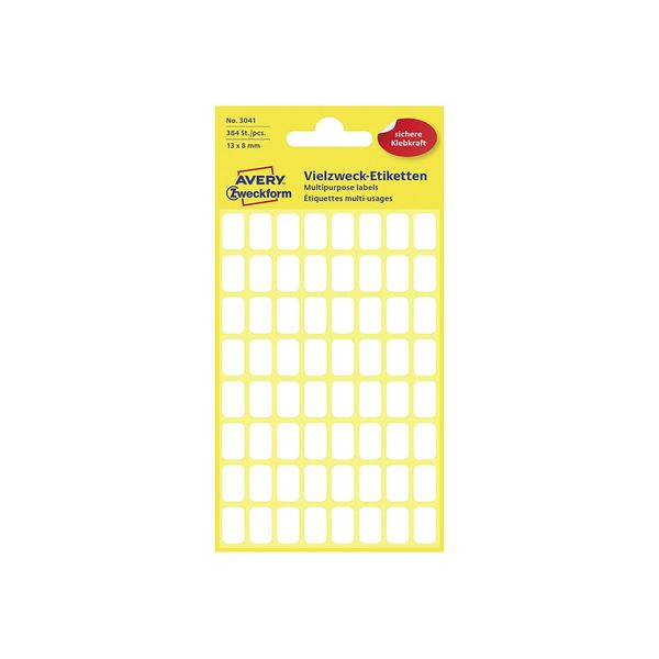 Avery Zweckform® 3041 Mini Etichette Organizzative 13 X 8 Mm 6 Fogli/384 Etichette Bianco(P)-image