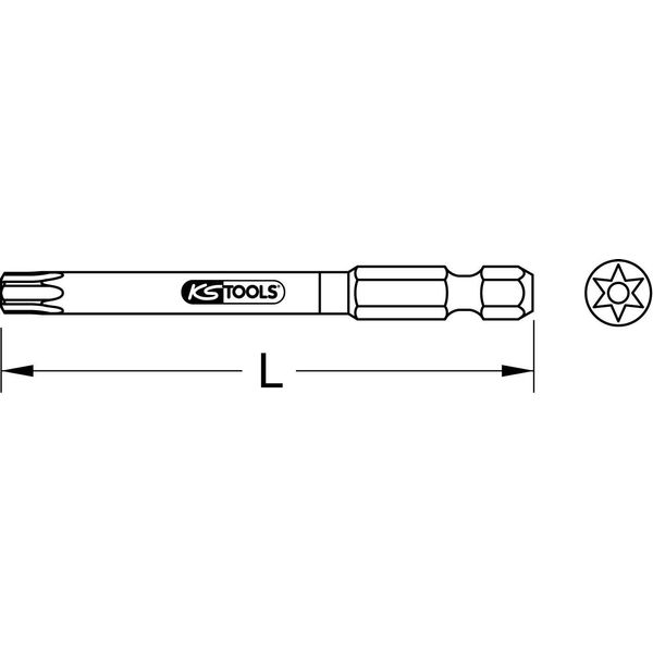 Ks Tools 1/4Torsionpower Bit Tx, 75Mm, TB10, Con Foro, 918.3650-image