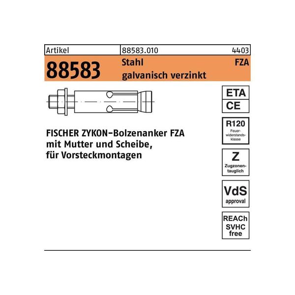 Fischer Zykon Bullone Di Ancoraggio Fza 14X40 M10/25 25 Pz-image