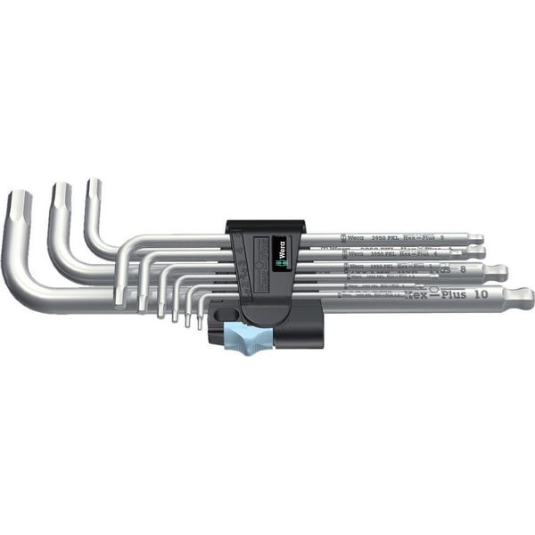 Wera 3950/9 Hex-Plus Stainless 1 Sb Set Di Chiavi Esagonali, Metriche, Acciaio Inox, 9 Pezzi-image