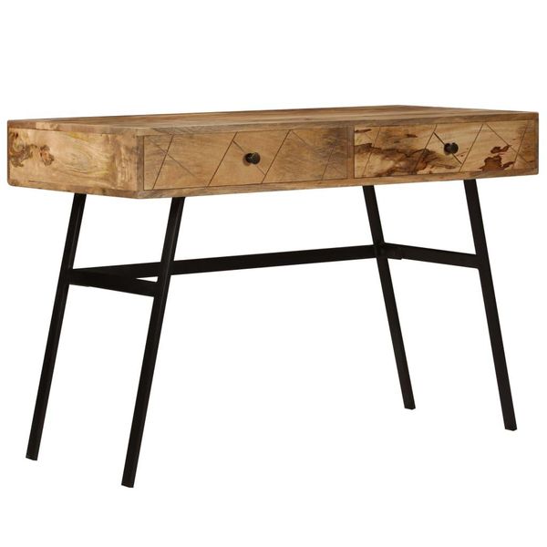Scrivania Con Cassetti In Legno Massiccio Di Mango 110×50×76 Cm-image