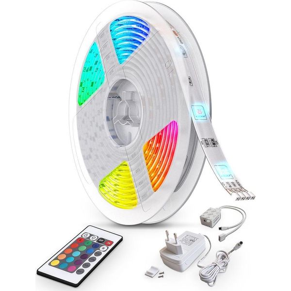 B.K.Licht Striscia Led Di 10 Metri, Nastro Luminoso Con Cambiamento Di Colore Regolabile Da Telecomando, Striscia Luminosa Autoadesiva E Accorciabile, Con Alimentatore, IP20-image