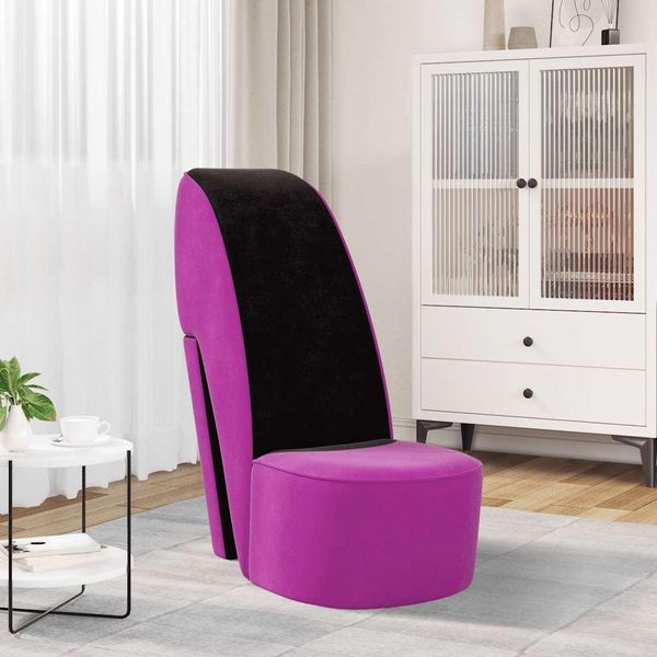 Maison Exclusive - Poltrona A Forma Di Scarpa Con Tacco Alto In Velluto Viola-image