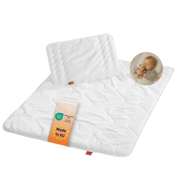 Set Per Culla Sleepling, Piumino Medio Per Tutte Le Stagioni, Piumino 100 X 135 Cm E Cuscino Piatto, Cuscino 40 X 60 Cm, Eu-image