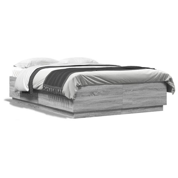 Vidaxl Struttura Letto Grigio Sonoma 150X200 Cm In Materiale Ligneo-image
