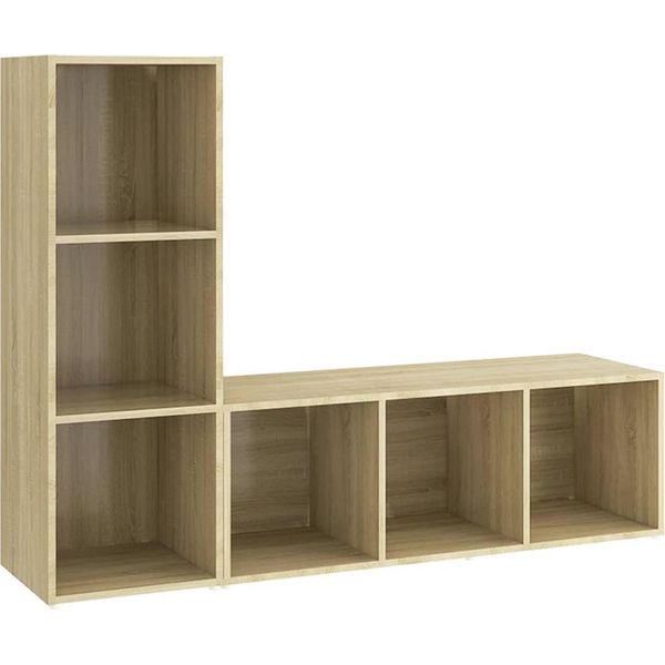Mobili Tv 2 Pezzi Rovere Sonoma 107X35X37 Cm Materiale A Base Di Legno-image