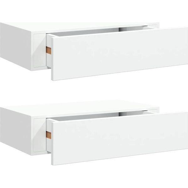 Vidaxl Mensole A Muro Con Cassetti 2 Pz. Bianco 40X23,5X10 Cm Mdf-image