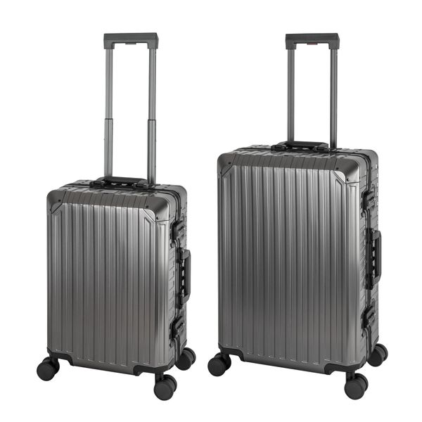 Travelhouse® Tokyo Set Di Valigie In Alluminio 2 Pezzi S+M -Grigio- 40 L / 66 L Trolley Rigido-image