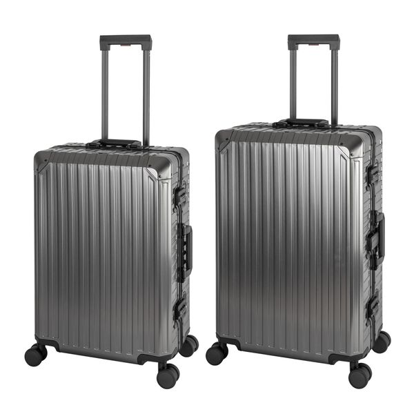Travelhouse® Tokyo Valigia In Alluminio Set Di 2 M+L - Grigio - 66 L / 100 L Trolley A Guscio Rigido-image