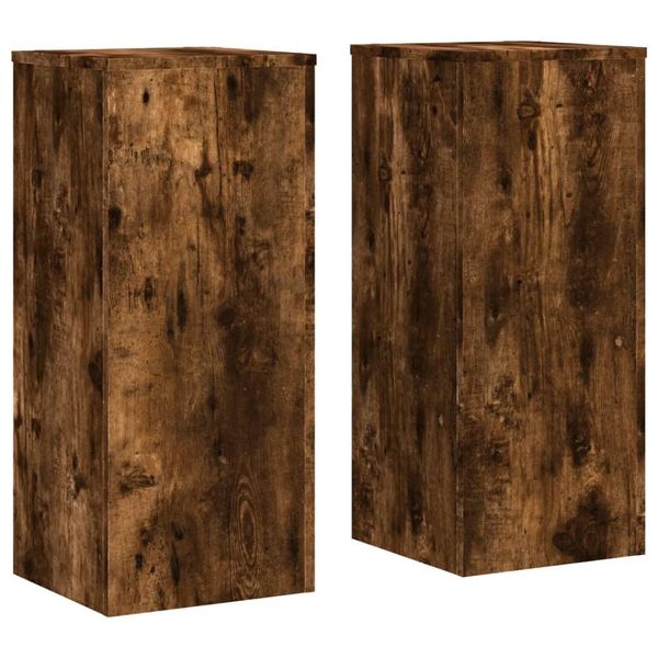Vidaxl Supporto Per Piante 2 Pz. Rovere Affumicato 30X30X70 Cm Materiale A Base Di Legno-image