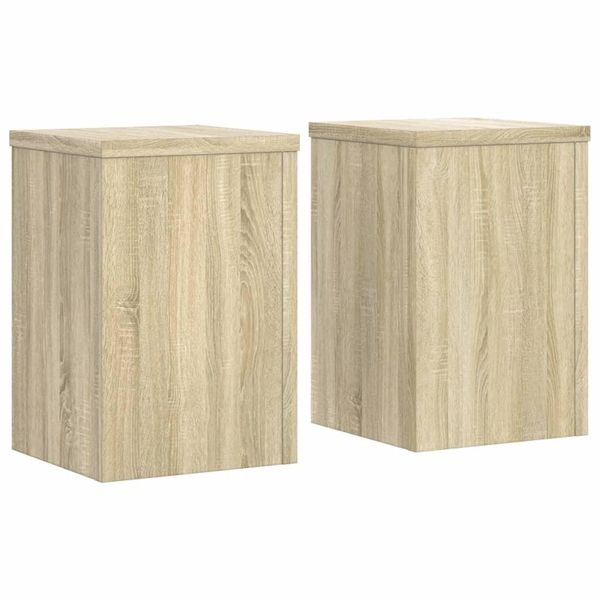 Vidaxl Supporto Per Piante 2 Pezzi Rovere Sonoma 25X25X35 Cm Materiale A Base Di Legno-image