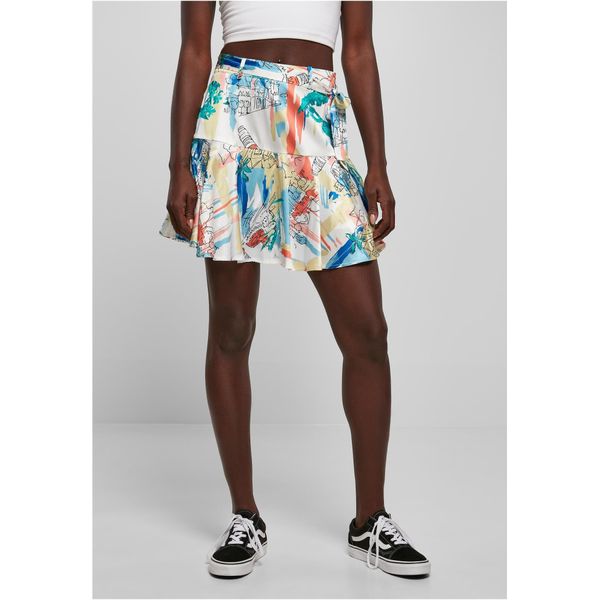 DáMská Sukně Urban Classics Ladies Aop Satin Mini Skirt Softyellowvacation - Xl-image
