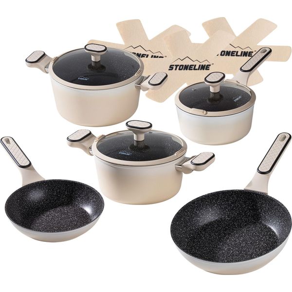 Stoneline® Set Di Pentole 11 Pezzi 18/20/24 Crema | Con Coperchi-image