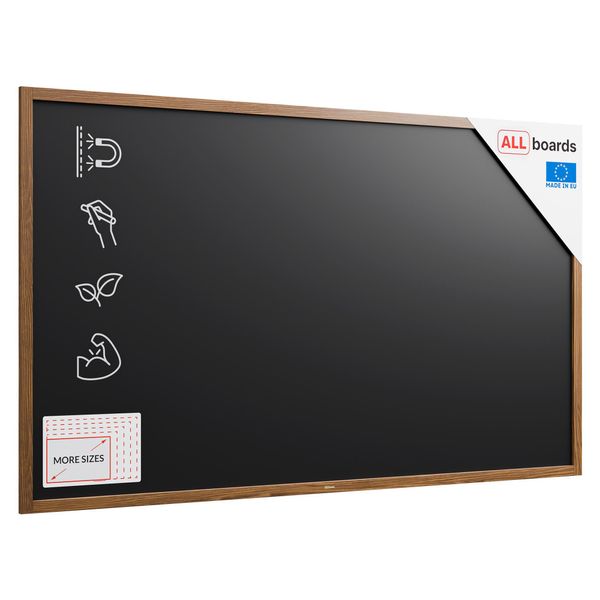 Lavagna Magnetica Nera Da Gesso In Cornice Di Legno 200X120 Cm-image