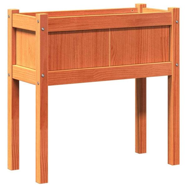 Vidaxl Fioriera Con Gambe Marrone Cera 70X31X70 Cm In Legno Di Pino Massiccio-image