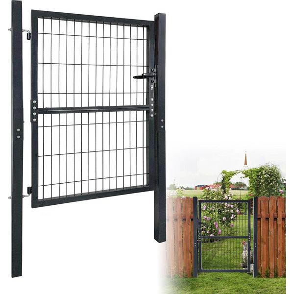 Sessamen-Lp 100 X 100Cm Porta Da Giardino Cancello Da Giardino Recinzione Incl. Serratura Porta, Cancello, Cancello Recinzione, Porta Recinzione, Porta Giardino, Recinzione Giardino (Antracite, 100 * 100Cm)-image