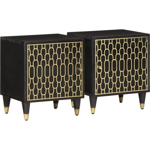 Vidaxl Comodini 2 Pezzi 40X33X46 Cm In Legno Massiccio Di Mango-image