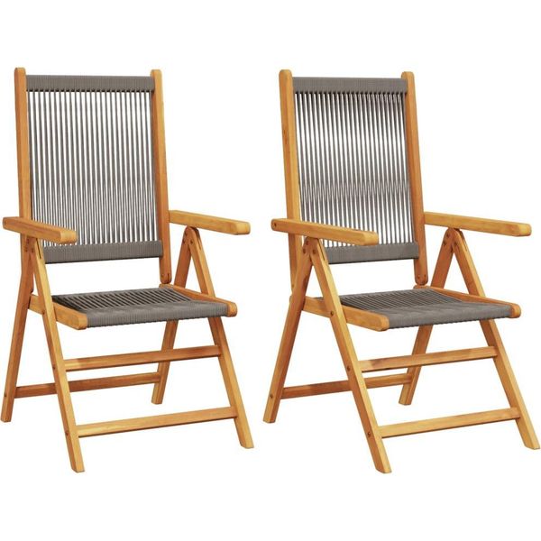 Vidaxl Sedie Da Giardino 2 Pz. Legno Massiccio Grigio Di Acacia E Polipropilene-image