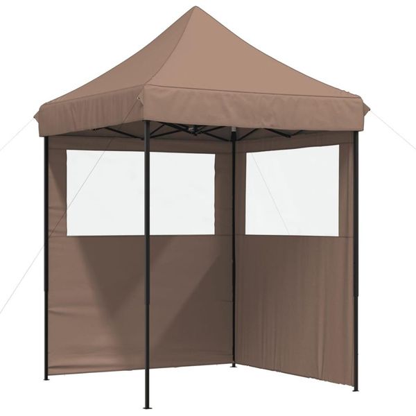 Vidaxl Tenda Pop-Up Pieghevole Per Feste Con 2 Pannelli Laterali Marrone-image