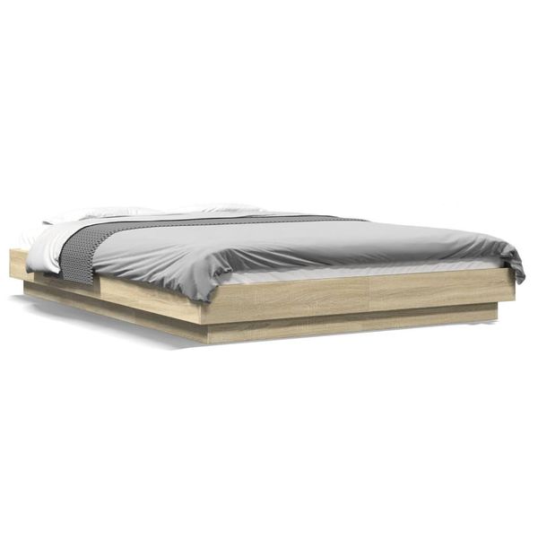 Vidaxl Struttura Letto Rovere Sonoma 140X190 Cm Materiale A Base Di Legno-image