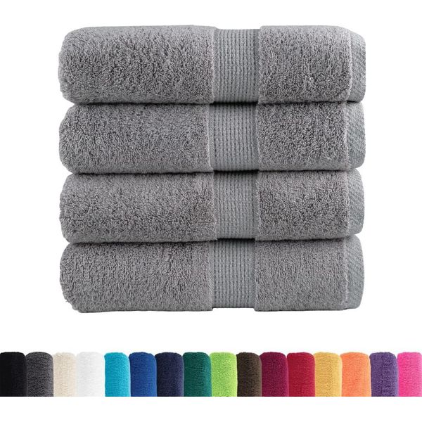 Vidaxl Asciugamani Premium Per Ospiti Solund 4 Pz. Grigio 30X50 Cm 600 G/M²-image