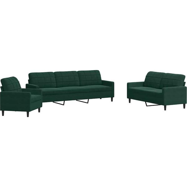 Vidaxl Set Di Divani 4 Pezzi Con Cuscini In Velluto Verde Scuro-image