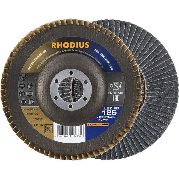 Rhodius 211332 Flap Disc Diameter 125 Mm Bore Diameter 22.23 Mm Stainless Steel, Steel 1 Pc(S)-image