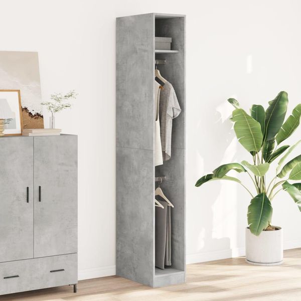 Vidaxl Armadio Grigio Cemento 30X50X200 Cm Materiale A Base Di Legno-image