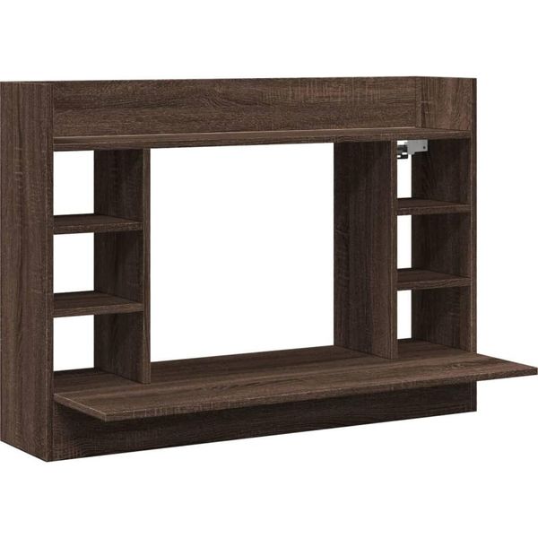 Vidaxl Scrivania A Muro Effetto Rovere Marrone 105X48X75 Cm Materiale A Base Di Legno-image