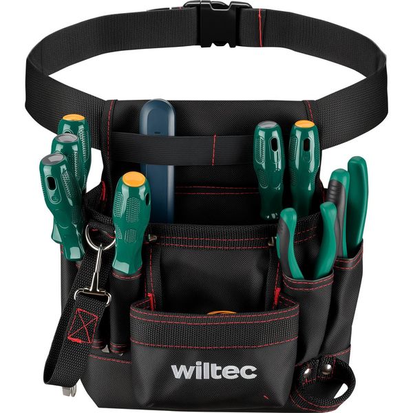 Borsa Porta Attrezzi Wiltec 24 X 28 Cm Fino A 15 Kg, Borsa Porta Attrezzi A 7 Scomparti, Borsa Porta Attrezzi Con Cintura Regolabile, Robusta Borsa Da Lavoro-image