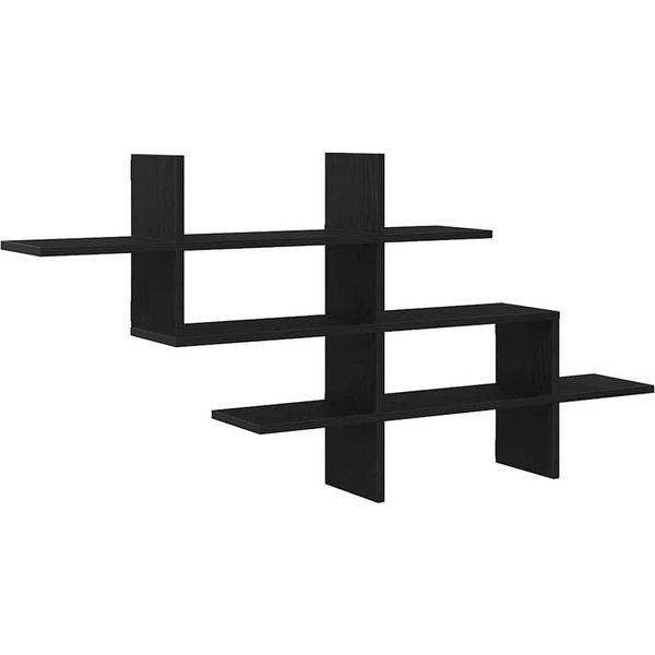 Vidaxl Scaffale A Muro Nero Effetto Rovere 124,5X18X60,5 Cm Materiale A Base Di Legno-image
