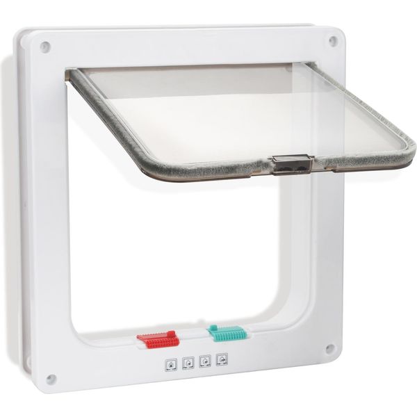 Aopunly Cat Flap Dog Flap Dog Door Cat Door Pet Flap Pet Door Abs Plastic Plastic Cat Door Multi-Locking White L 25X23.5X5.5Cm All-Weather Suitable-image