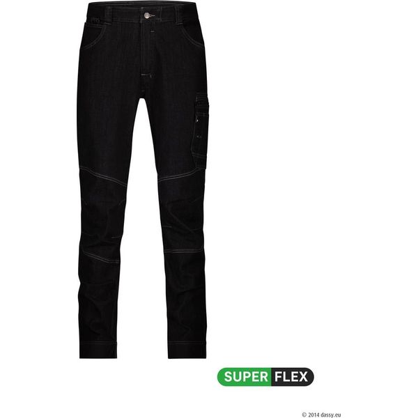 Jeans Da Lavoro Elasticizzati Dassy® Osaka - Pantaloni Da Lavoro Slim-Fit Elasticizzati In 4 Direzioni Con Orlo In Cordura® E Tasche Funzionali Nero 52 Plus-image