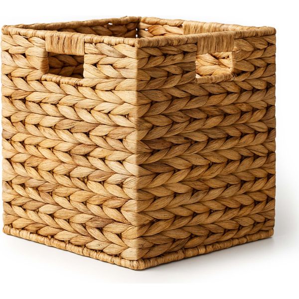 Cestino Wiltec In Giacinto D'acqua 26 X 26 X 26 Cm, Cestino Intrecciato Con 2 Manici-image
