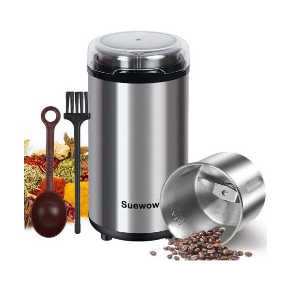 Macinacaffè Elettrico - Potente Motore Da 200 W, Macina Chicchi Rimovibili, Spezie, Arachidi, Grani Di Grande Capacità Con Macinino Multiuso-image