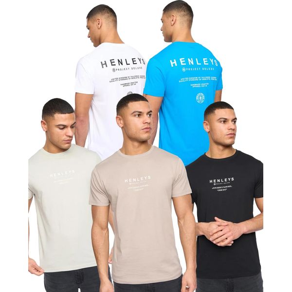 Henleys - Maglietta "Henstack"" Da Uomo (Confezione Da 5) BG2086 (Xl) (A Colori)"-image