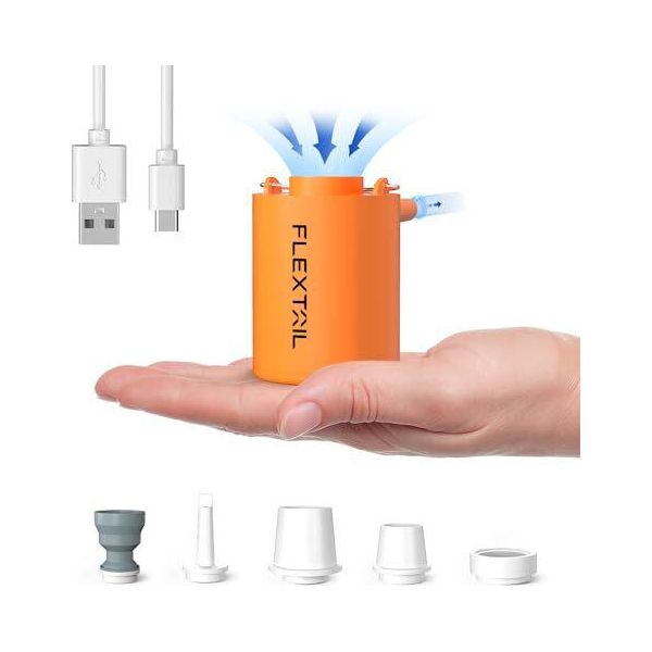 Flextailgear Mini Pompa 2024, Pompa Ad Aria Elettrica Da 4Kpa Per Materasso Ad Aria Per Il Gonfiaggio E Lo Sgonfiaggio, Pompa Da Campeggio Ricaricabile Anello Di Galleggiamento Per Letto D'aria-image