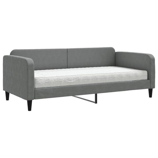Syfax™ Divano Letto Con Materasso Grigio Scuro 90X190 Cm In Tessuto-image
