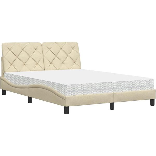 Syfax™ Letto Con Materasso Crema 140X19 Cm In Tessuto-image