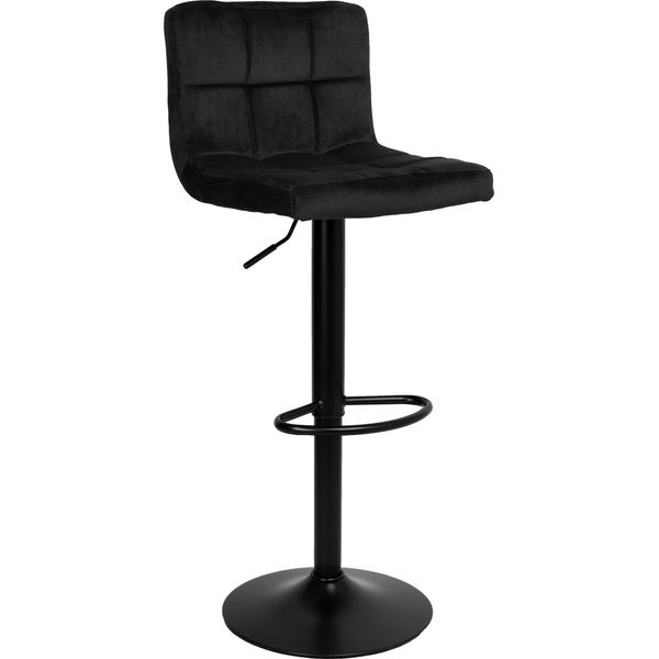 Sgabello Da Bar Arako Black Black Velvet Regolabile-image