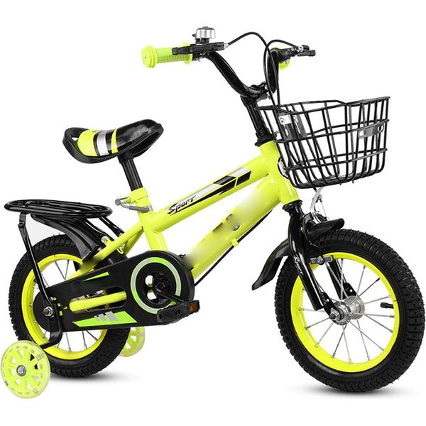 Bicicletta Da 16 Pollici Per Bambini E Bambine A Partire Da 3 Anni, Regolabile, Con Rotelle, Giallo-image