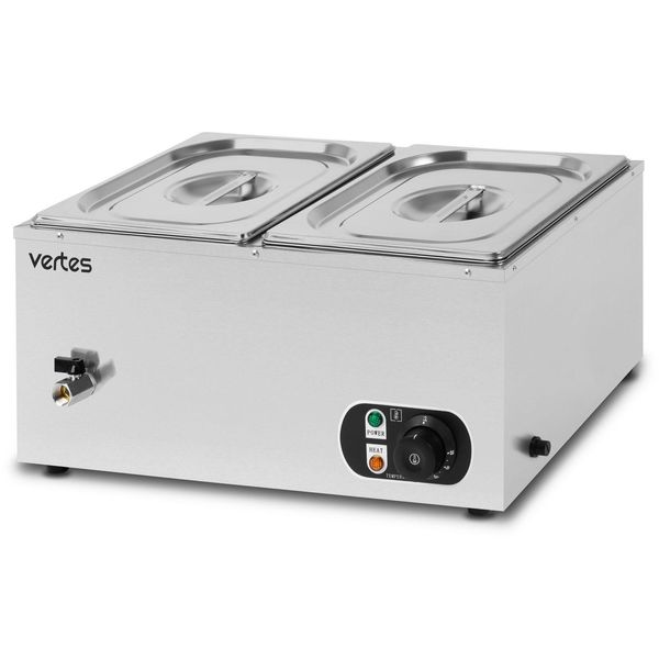Vertes Scaldavivande Scalda Buffet Scaldavivande Elettrico 1500W In Acciaio Inox (Incl. 2X 1/2 Gn Contenitore Con Coperchio Per 2X 10L)-image